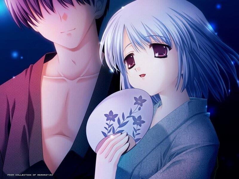 Anime couple in traditional attire