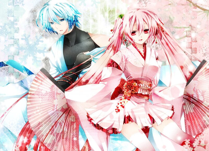 Anime couple in traditional attire