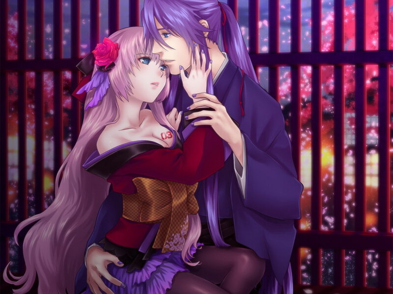 Anime couple in traditional attire