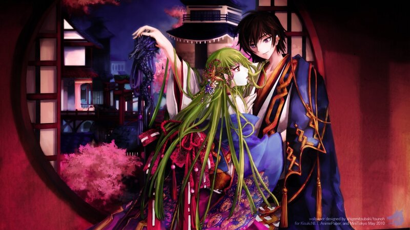 anime couple in traditional attire