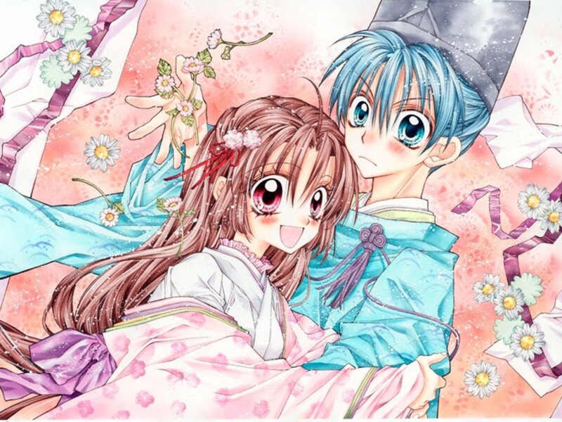Anime Couple in Traditional Clothes — Pink