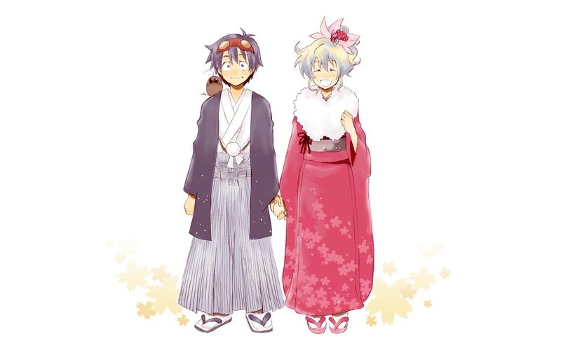 anime couple in traditional clothing
