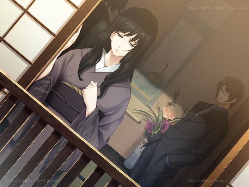 Anime couple in traditional setting