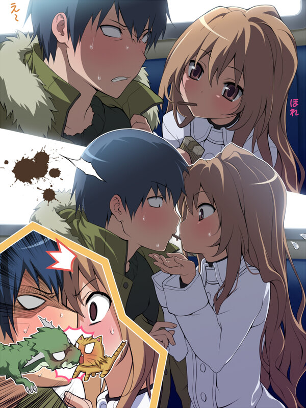 Anime couple in train