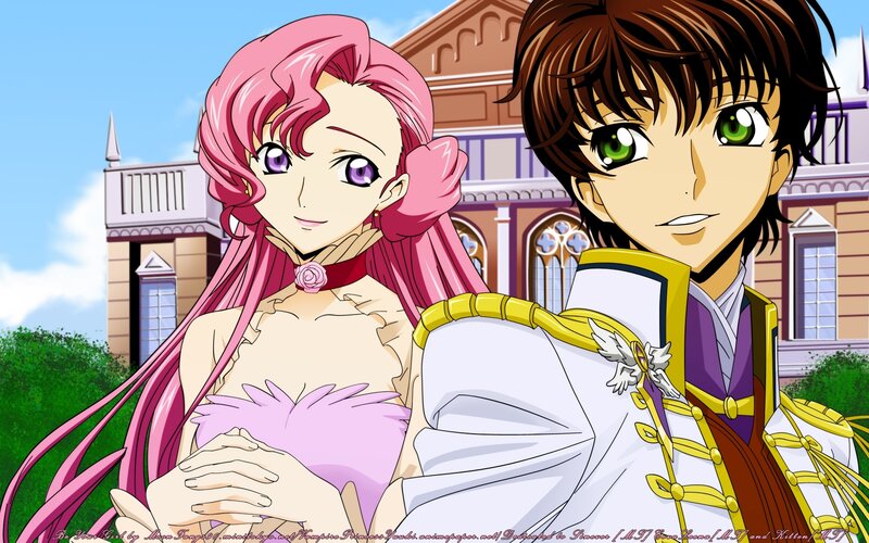 Anime Couple in Uniform — Pink