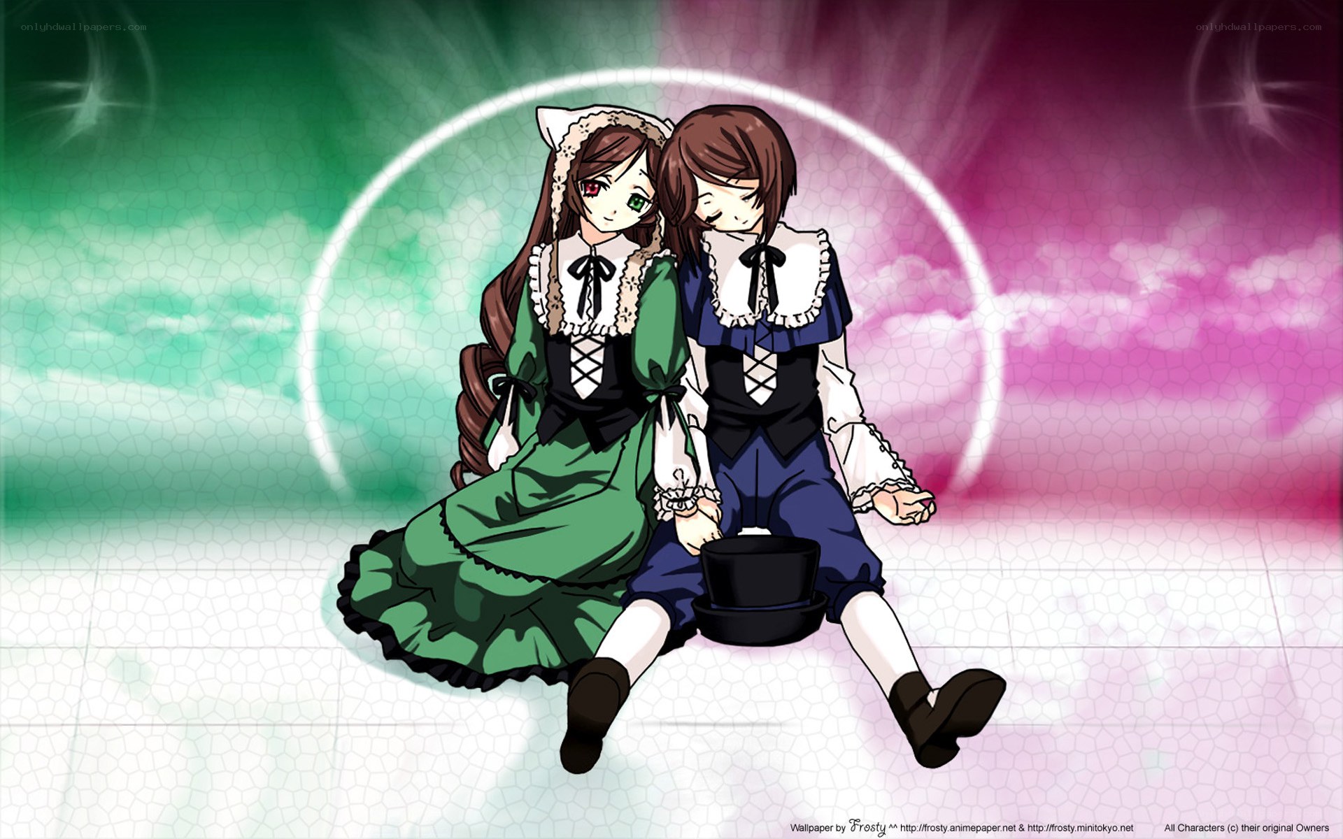 anime couple in vintage dresses