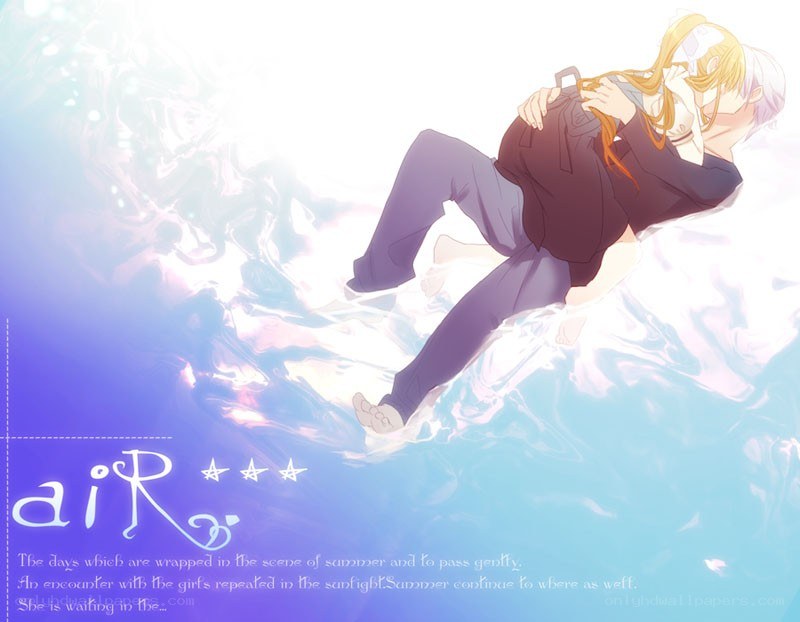 Anime couple in water