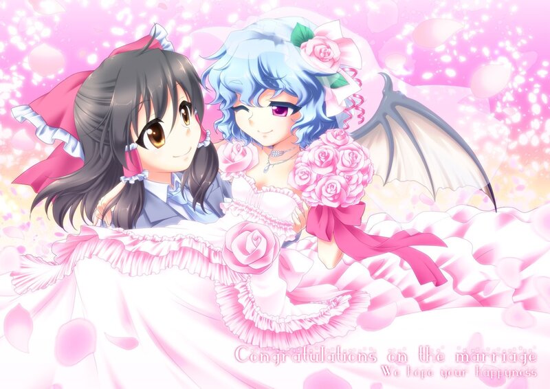 Anime couple in wedding attire