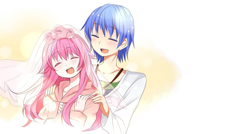 anime couple in wedding attire