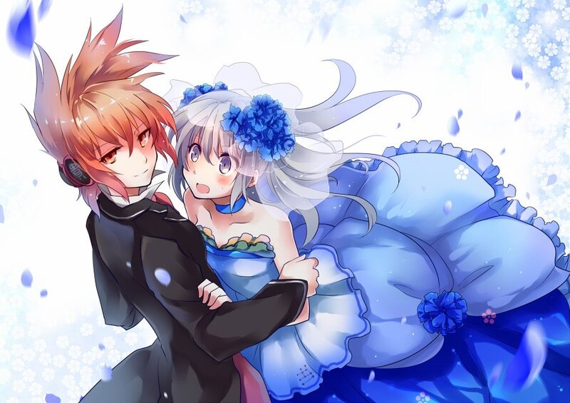 Anime couple in wedding attire