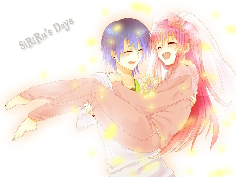 Anime couple in wedding attire