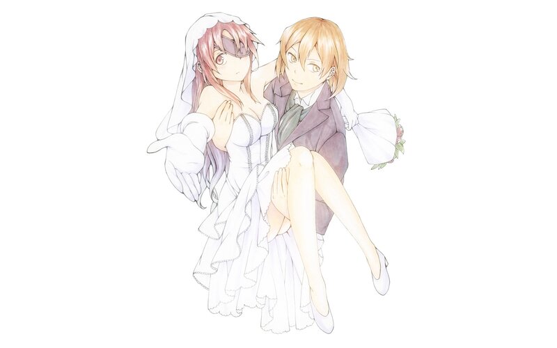 anime couple in wedding attire