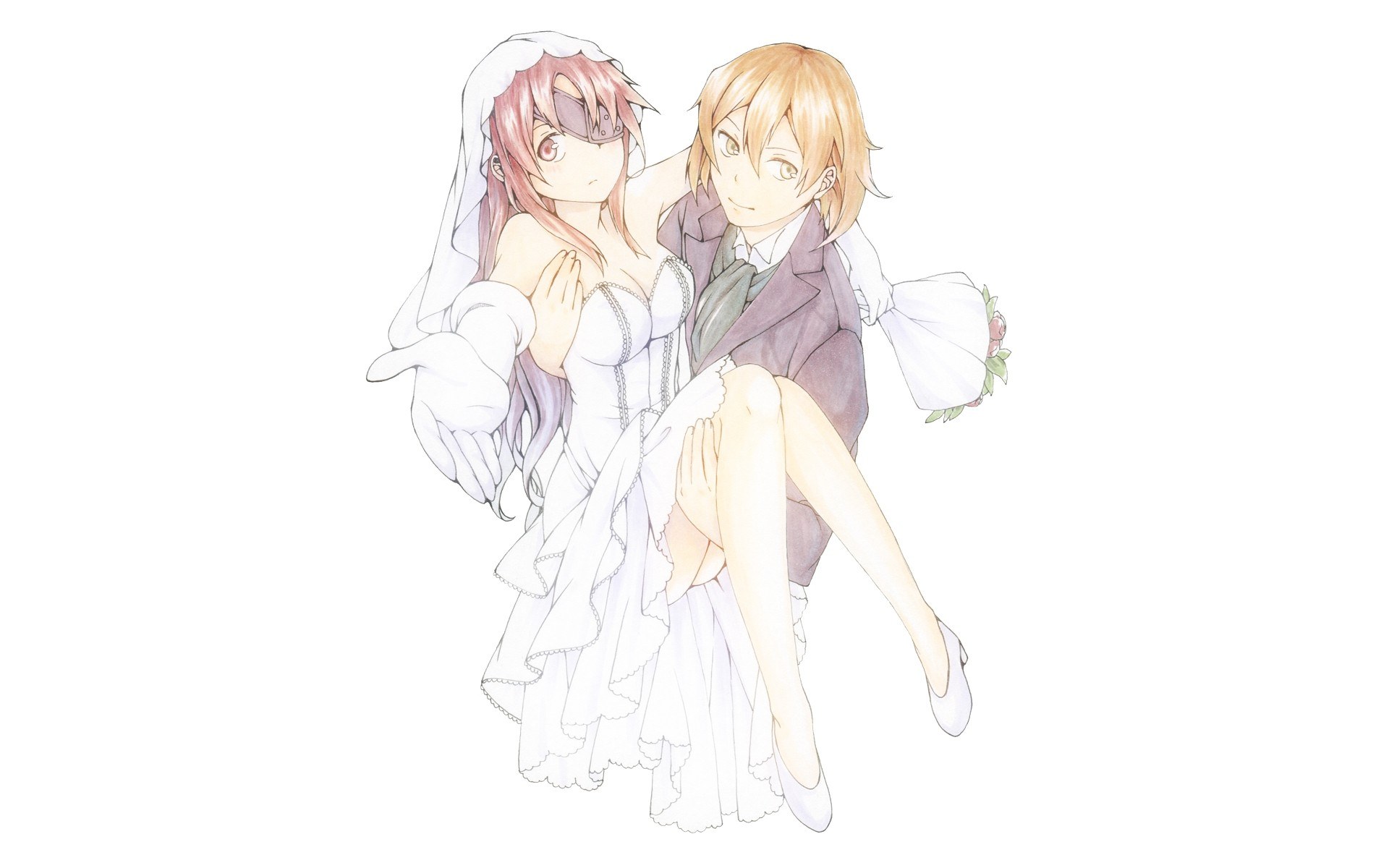 anime couple in wedding attire