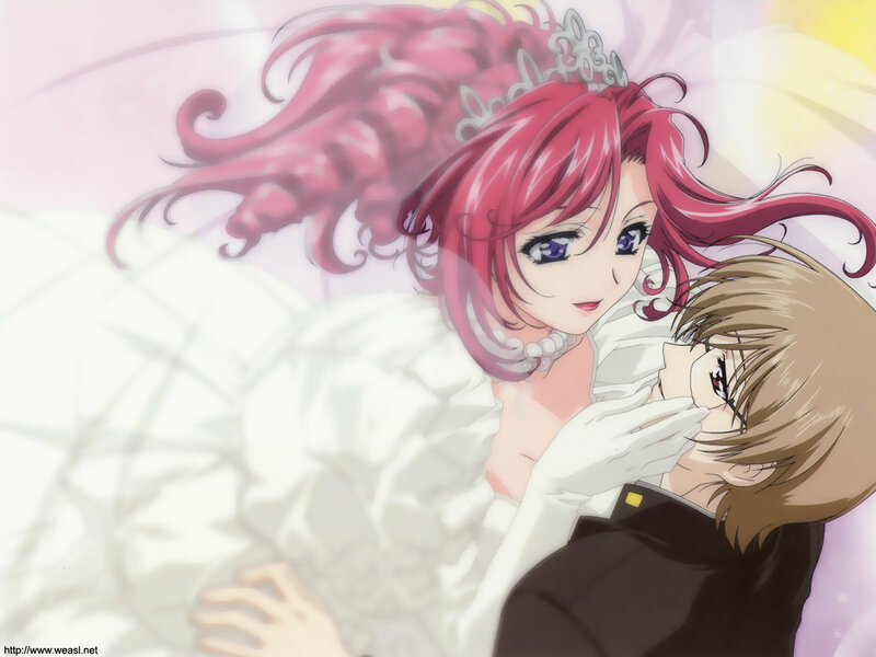 anime couple in wedding attire