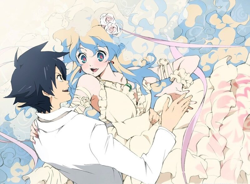 anime couple in wedding attire
