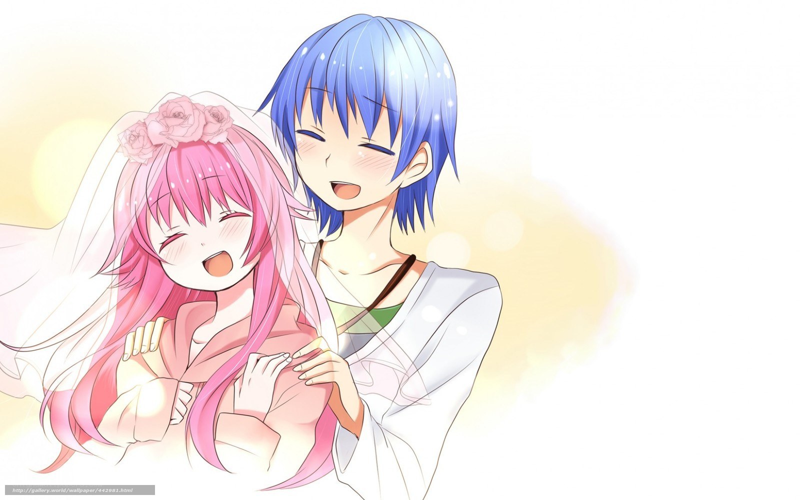 anime couple in wedding attire