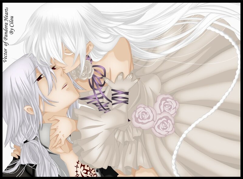 Anime couple in wedding attire