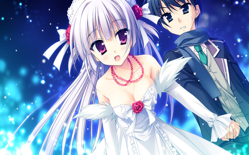 Anime Couple in Wedding Attire — Blue