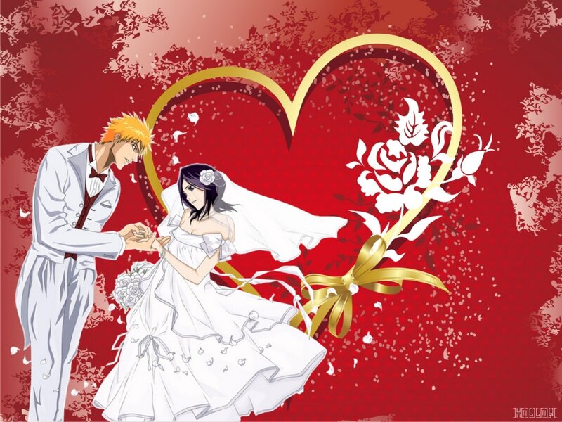 Anime Couple in Wedding Attire — Red, Romantic