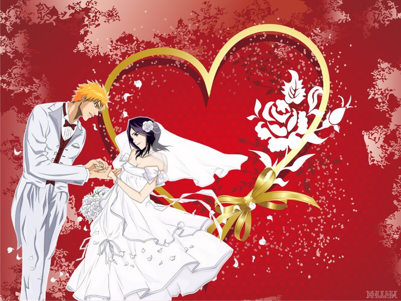 Anime Couple in Wedding Attire — Red