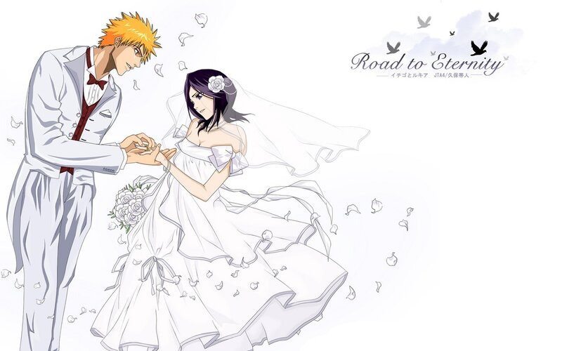Anime Couple in Wedding Attire — White, Romantic, Manga, Groom