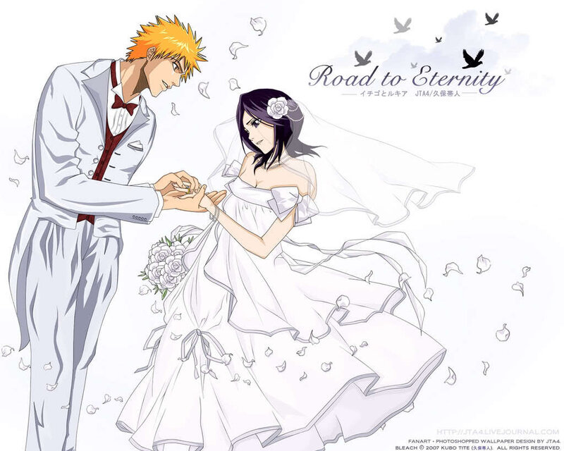 Anime Couple in Wedding Attire — White, Romantic