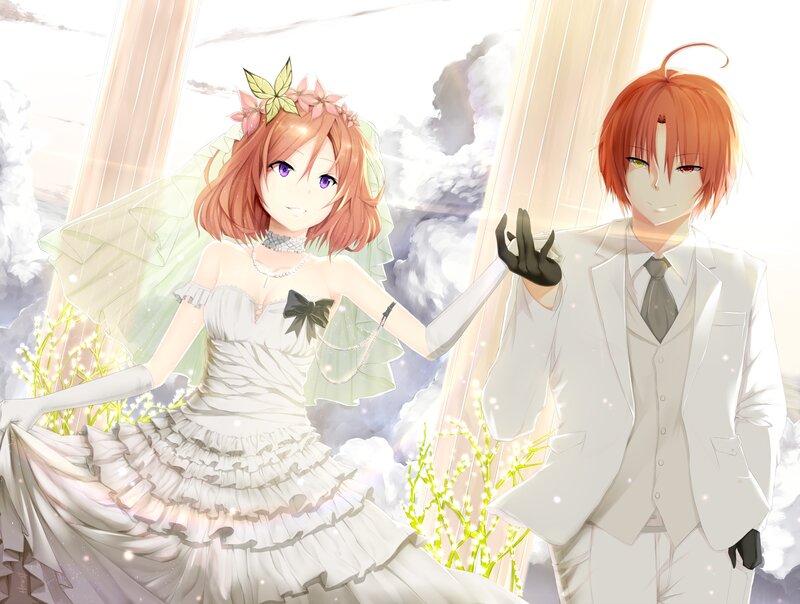 Anime Couple in Wedding Attire — White, Serene