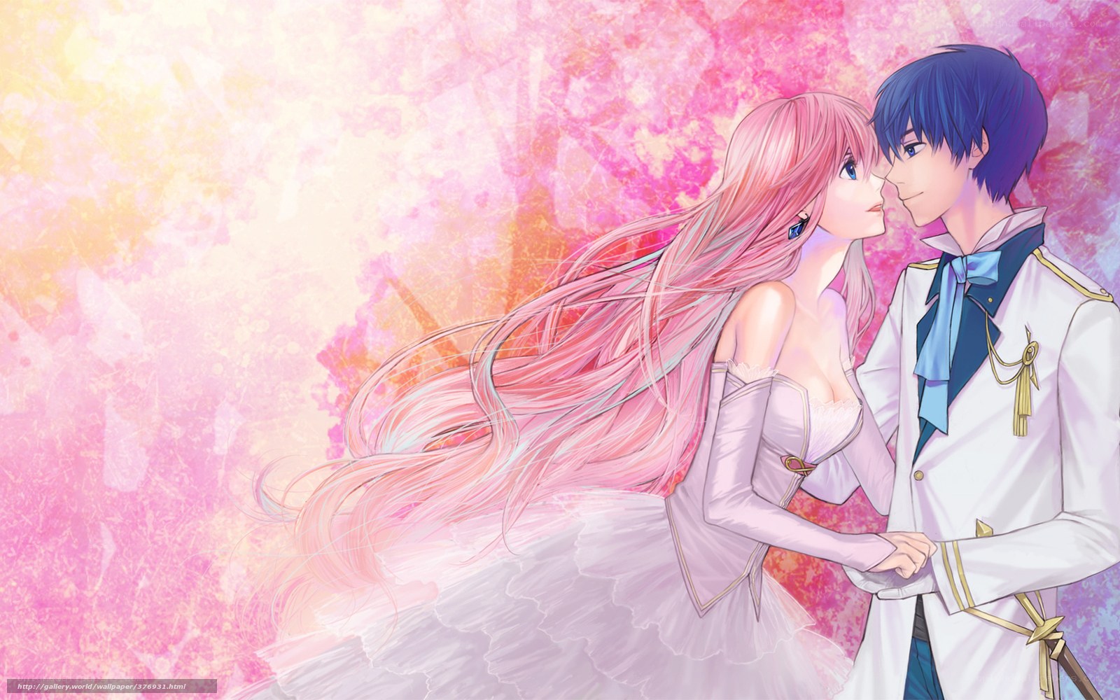 anime couple in wedding attire