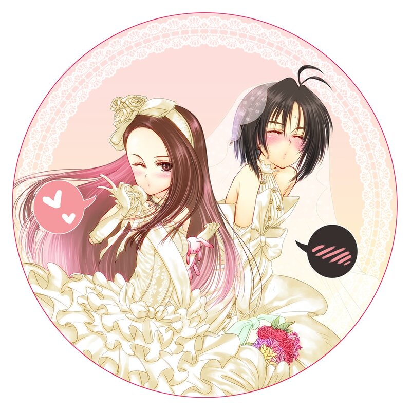 anime couple in wedding dresses