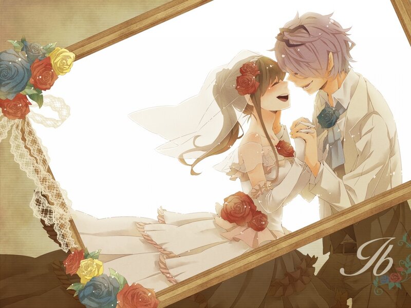 Anime Couple in Wedding — White