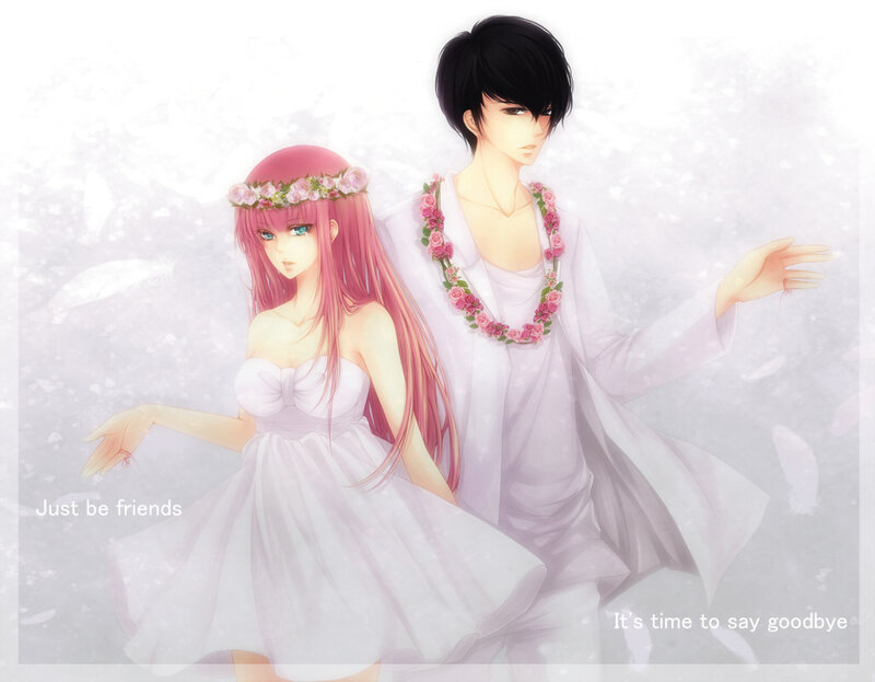 anime couple in white dresses