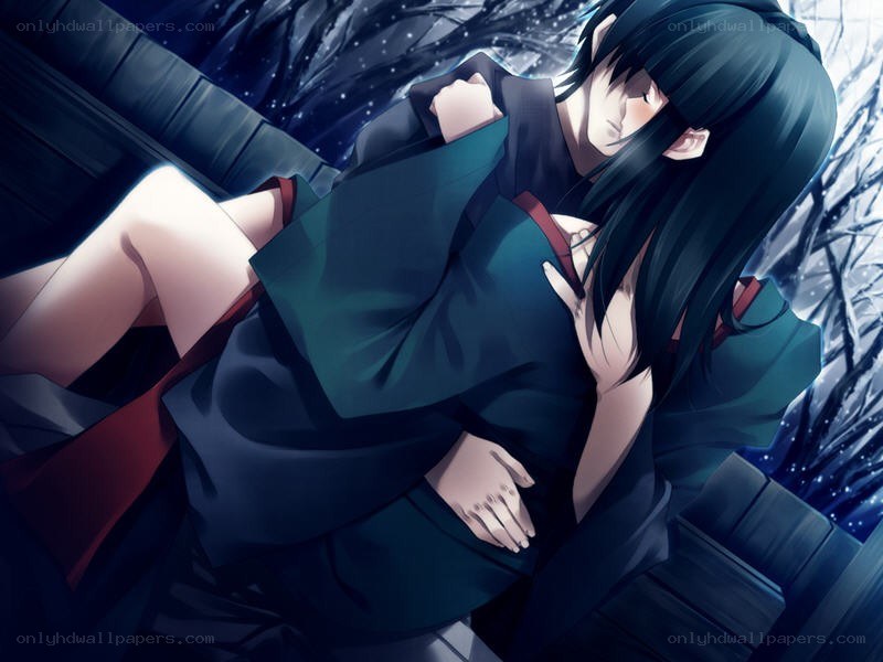 anime couple in winter