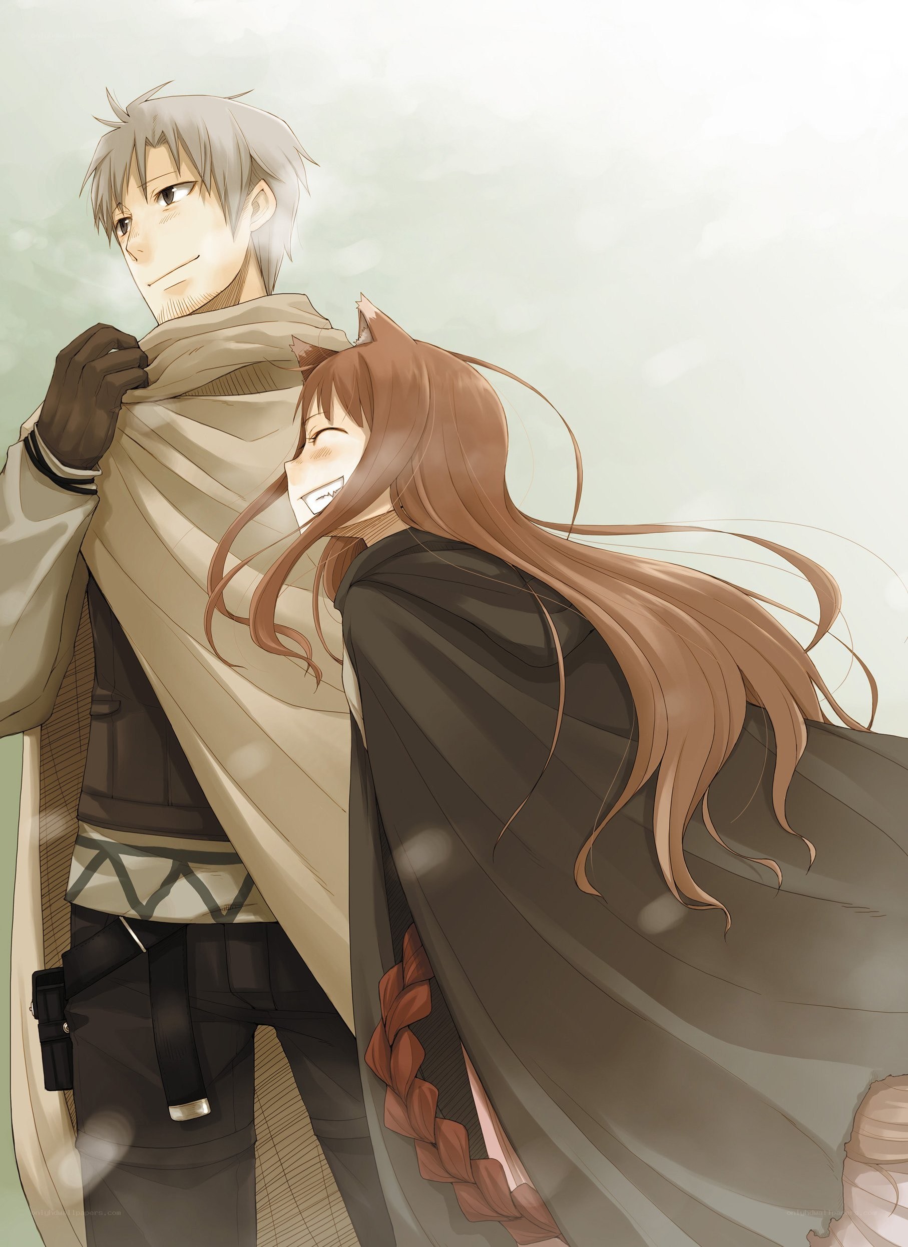 anime couple in winter