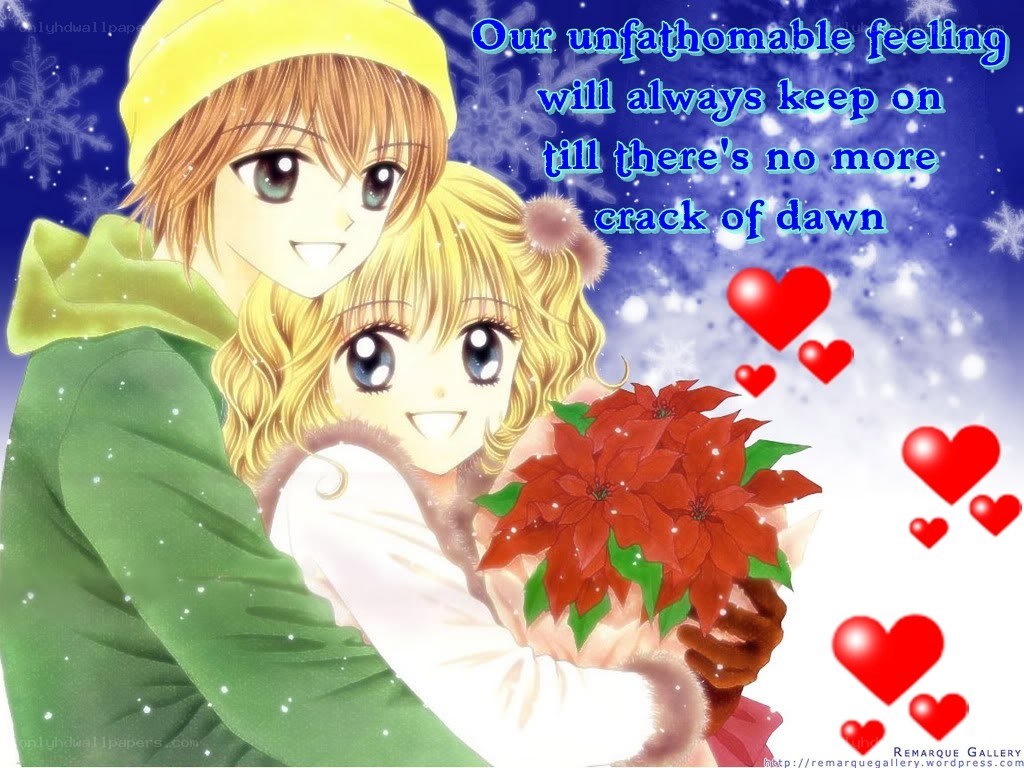 Anime couple in winter