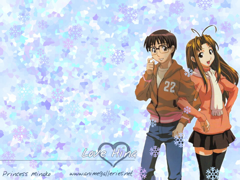 Anime couple in winter