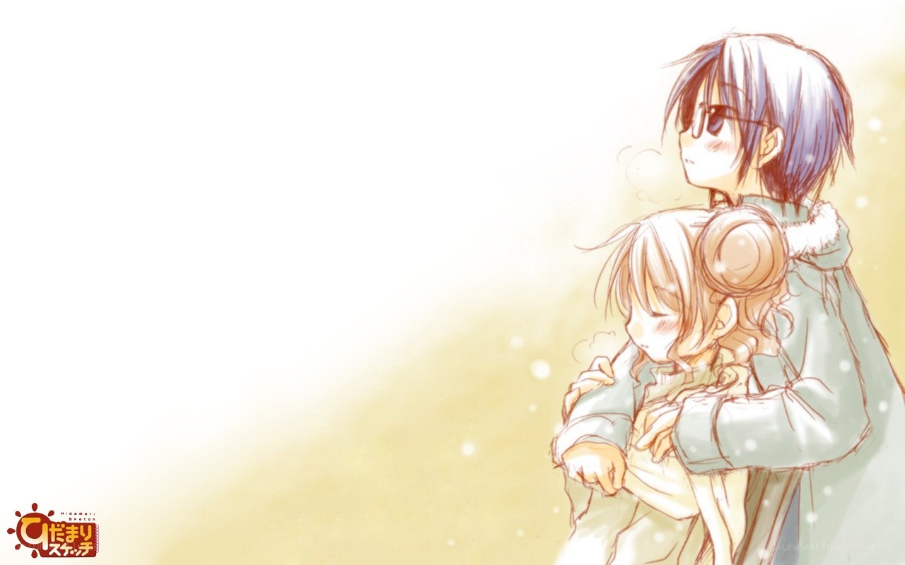 anime couple in winter