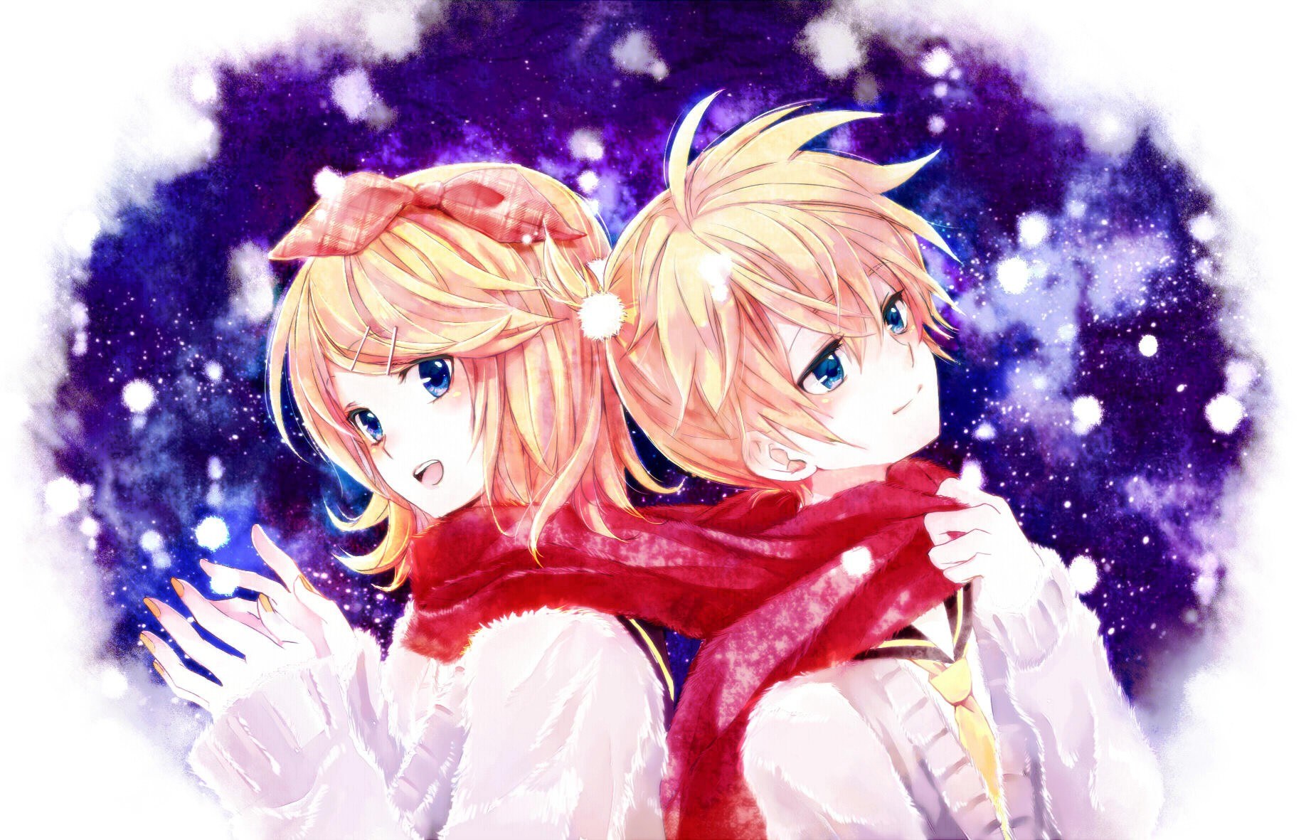 Anime couple in winter