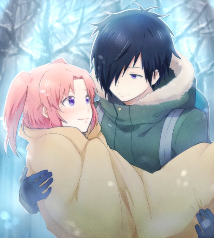 Anime Couple in Winter — Blue, Calm