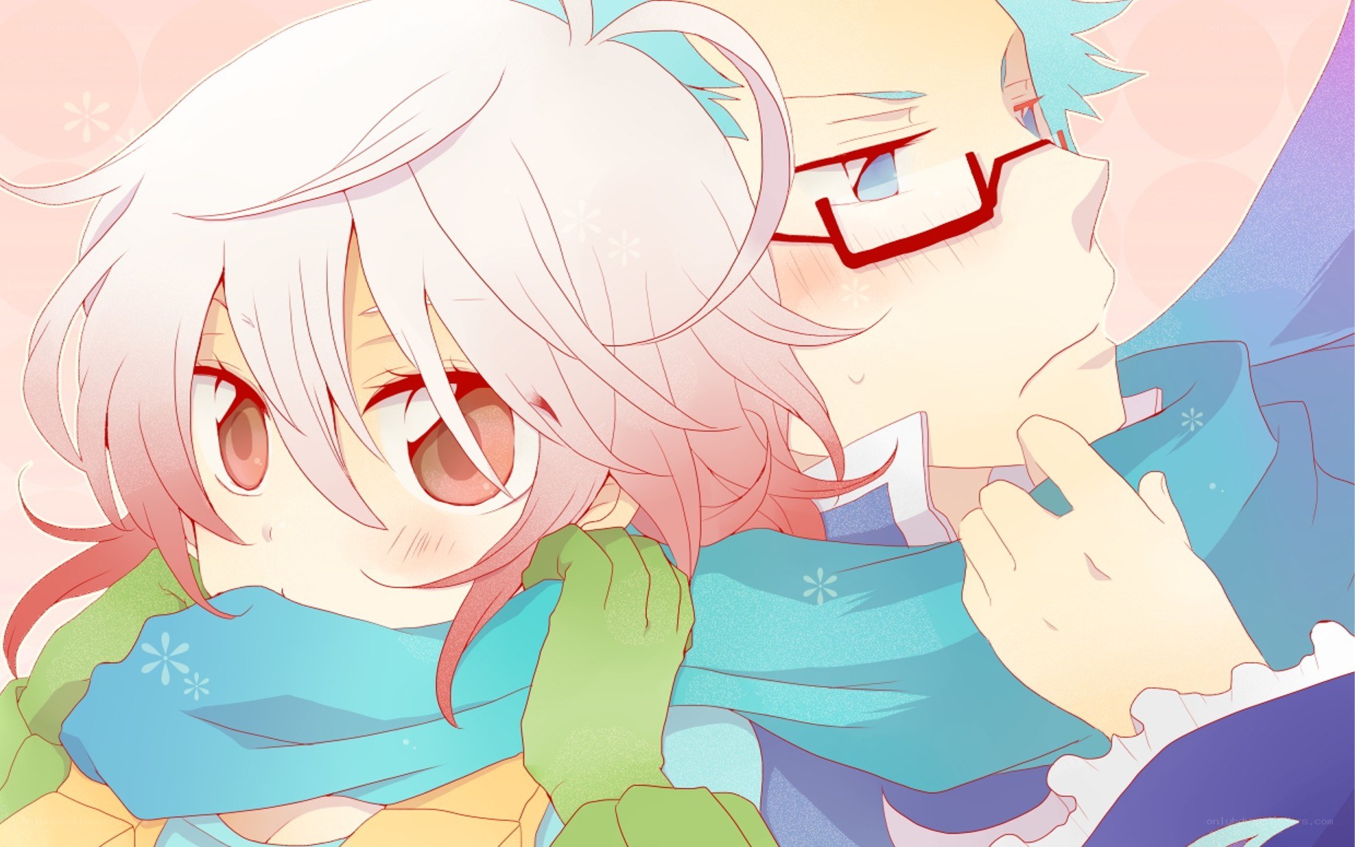 Anime couple in winter clothes