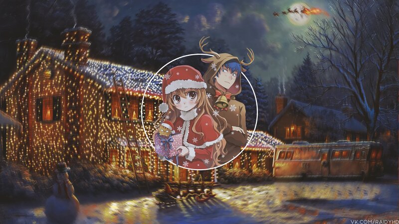 Anime Couple in Winter — Red, Festive