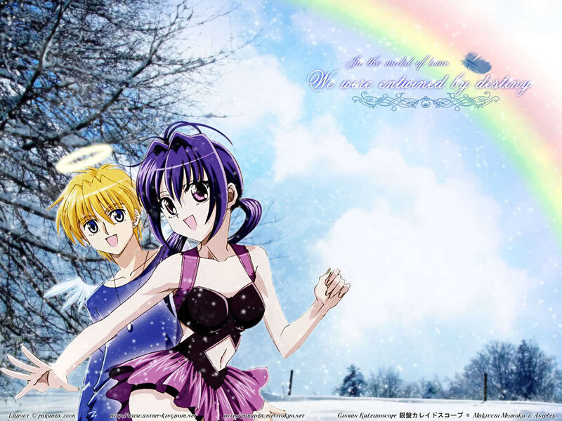 Anime couple in winter scene