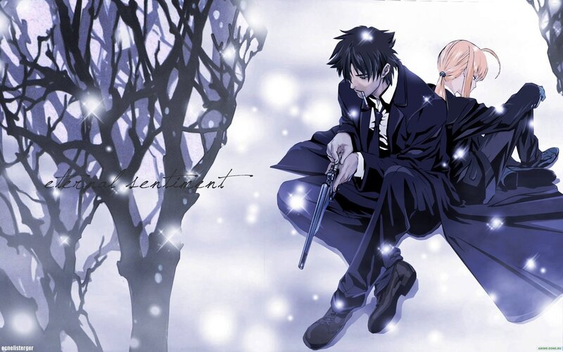 anime couple in winter