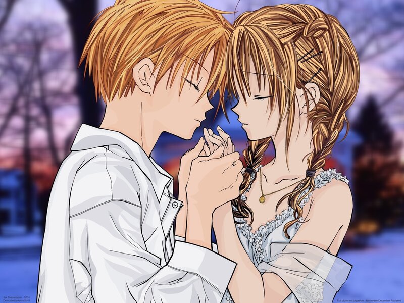 Anime Couple in Winter — White, Romantic, Snow
