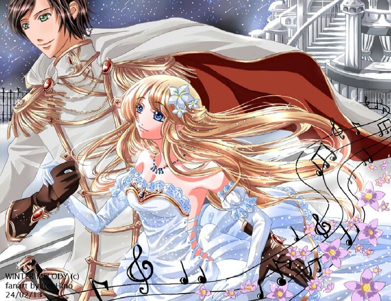 Anime Couple in Winter — White, Romantic