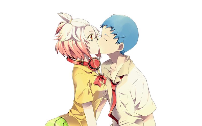 anime couple kissing
