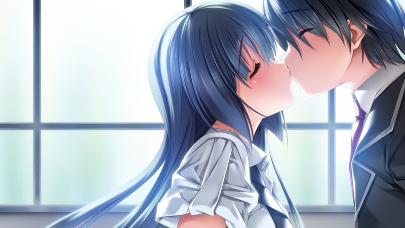 anime couple kissing
