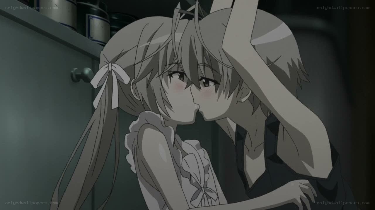 anime couple kissing