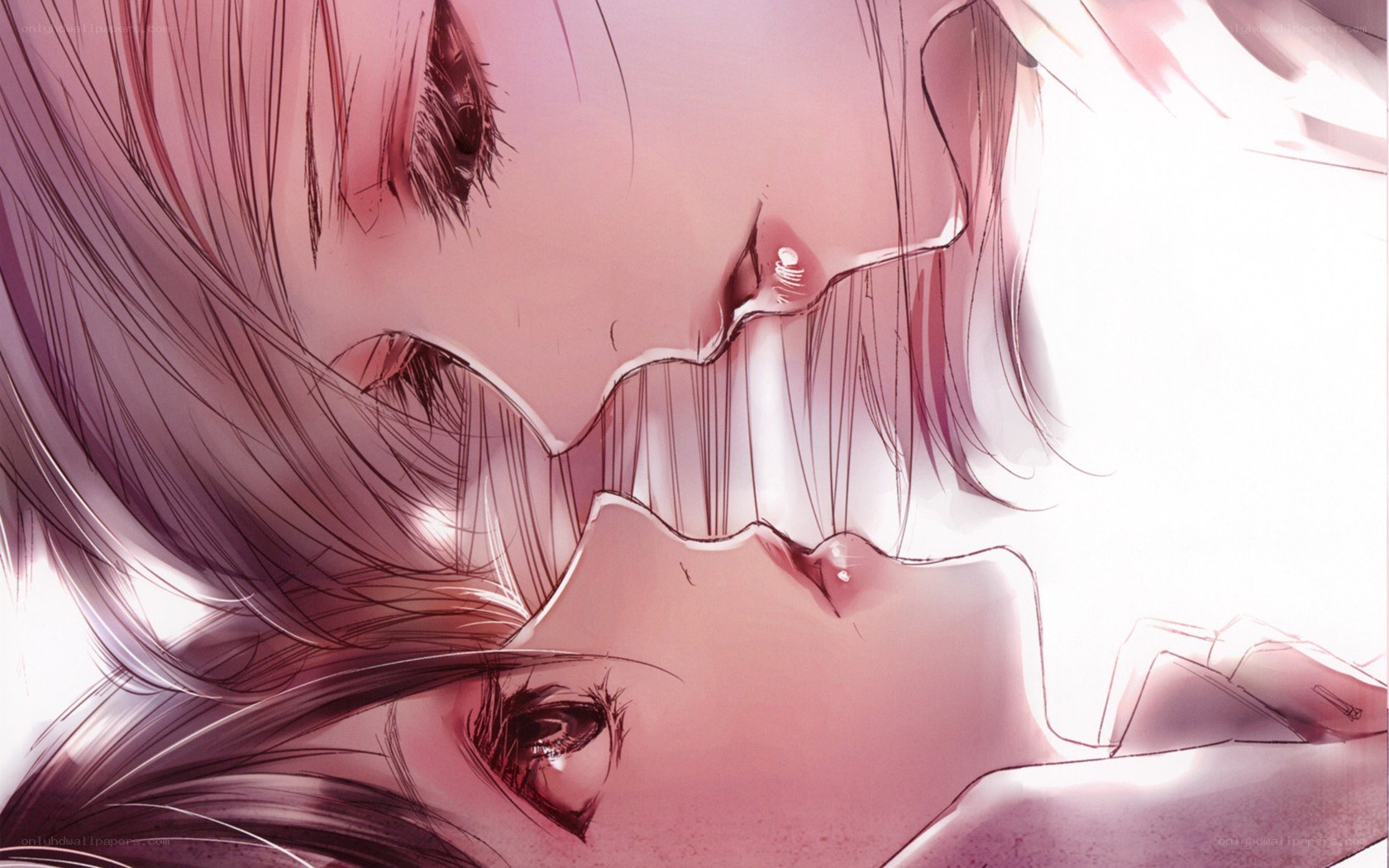 anime couple kissing