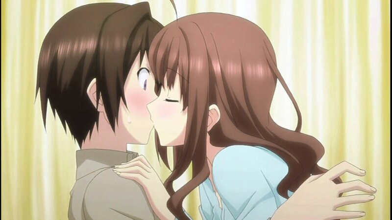 anime couple kissing
