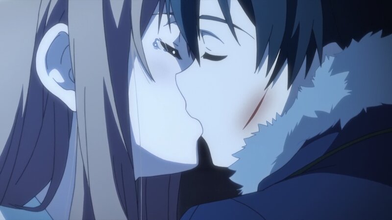 anime couple kissing